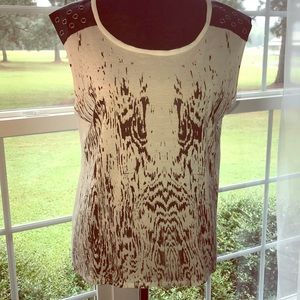 🌟Animal Print black/white tank with leather SZ-M